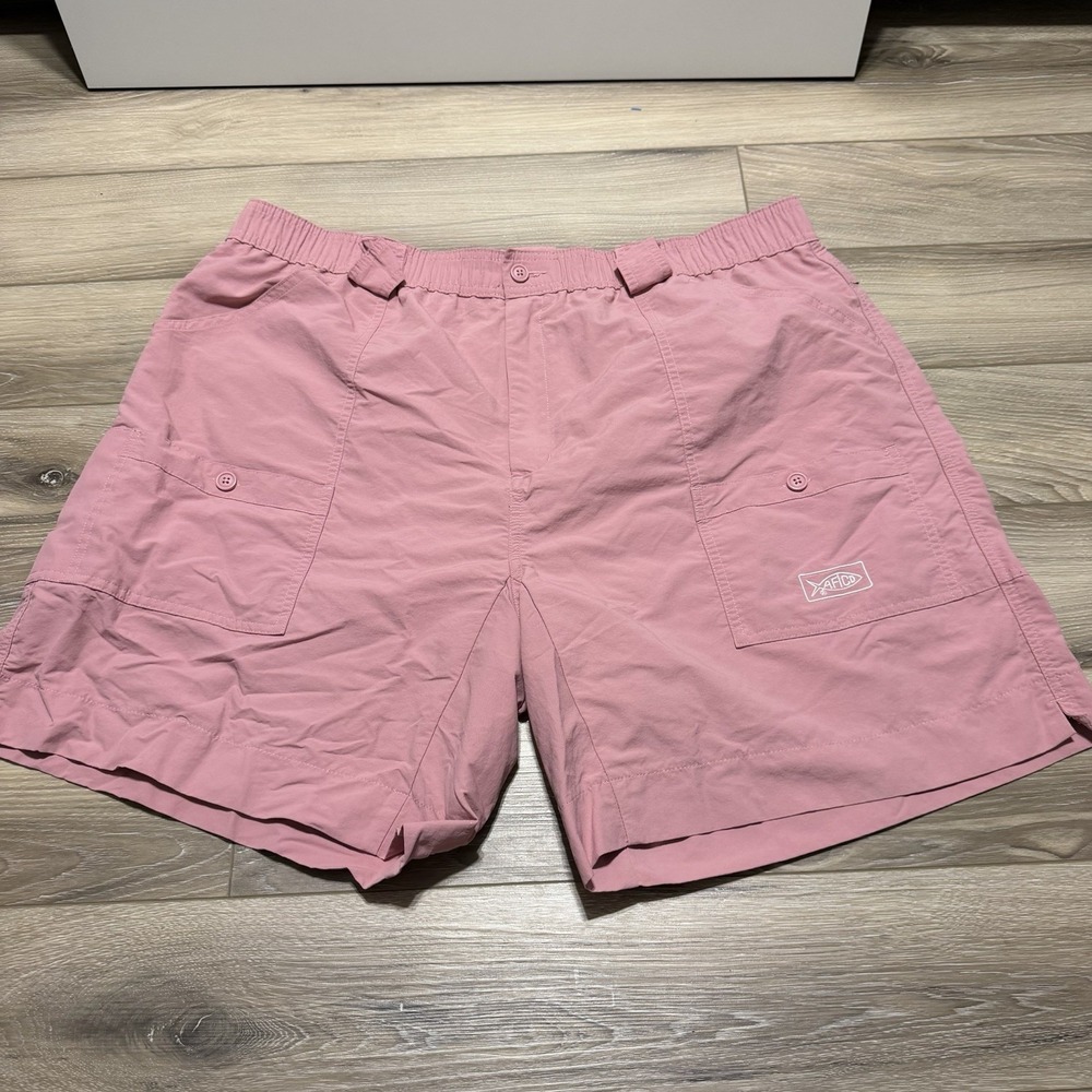 Aftco Cargo Shorts Men's 42 Pink Salmon Swimming Fishing Outdoor 8" Inseam